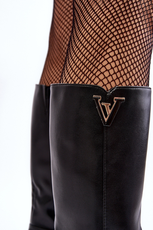 Жіночі чоботи на підборах чорні Ceesina