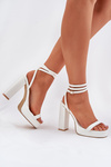 Жіночі Сандалі На Каблуку З Ремінцем Білі Fevenne