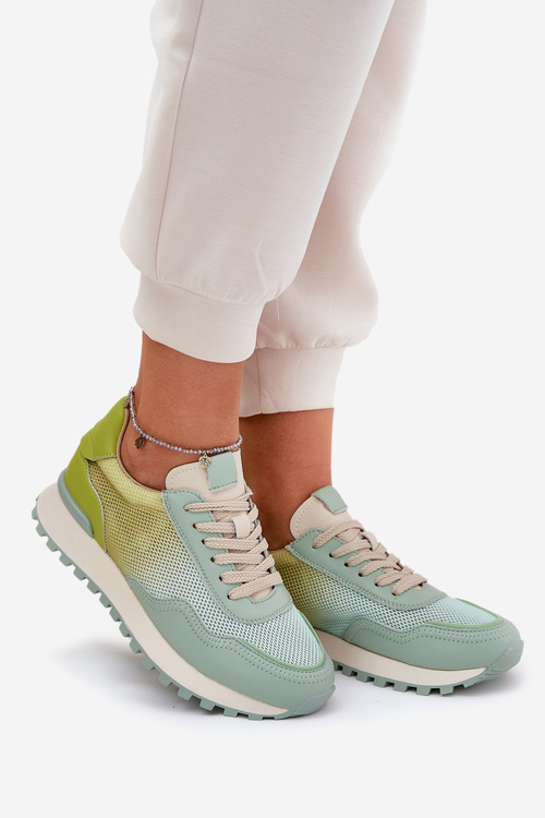 Шкіряне Спортивне Взуття З Сіткою Для Жінок Vinceza 66775 Зелене