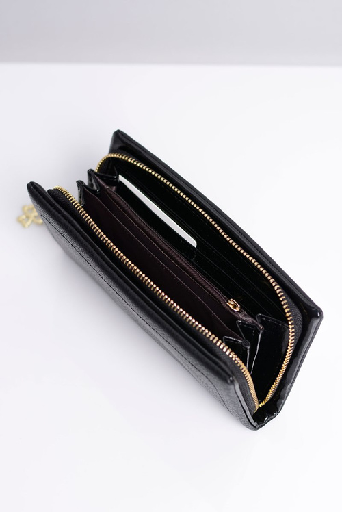 Великий жіночий чорний гаманець з кишенею