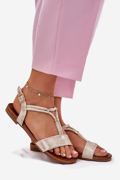 Жіночі Плоскі Сандалі З Ремінцями S.Barski KV51-120 Золоті