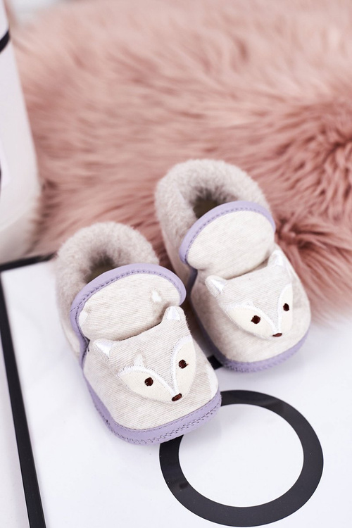 Дитячі домашні тапочки на резинці з лисицею сірого лева