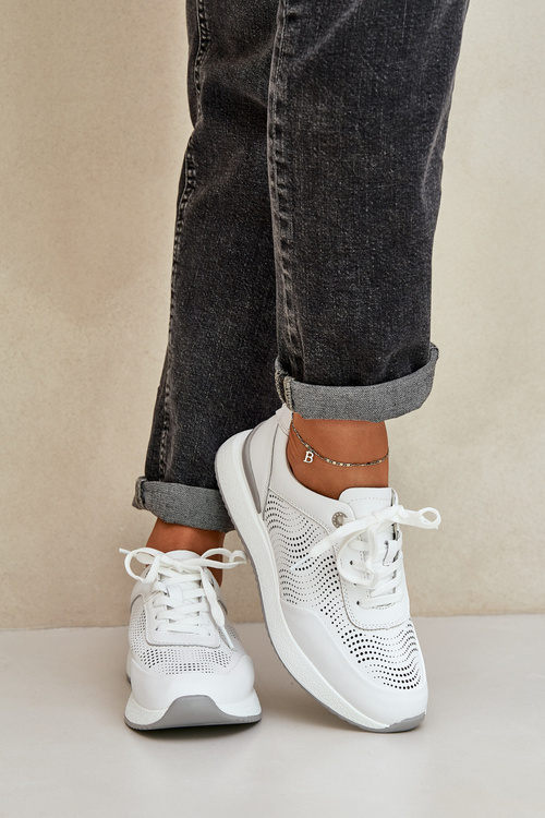 Шкіряне Спортивне Взуття Жіночі Кросівки S.Barski LR51-551 Білі