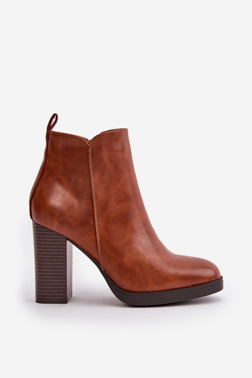 Жіночі чоботи на підкладці на масивному каблуці зі штучної шкіри коричневого кольору Teresine