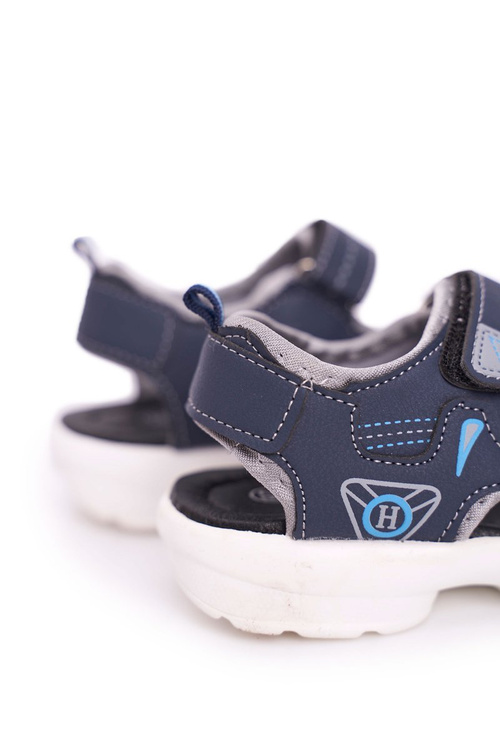 Дитячі молодіжні босоніжки для хлопчика з бурюком темно-сині Pelgro