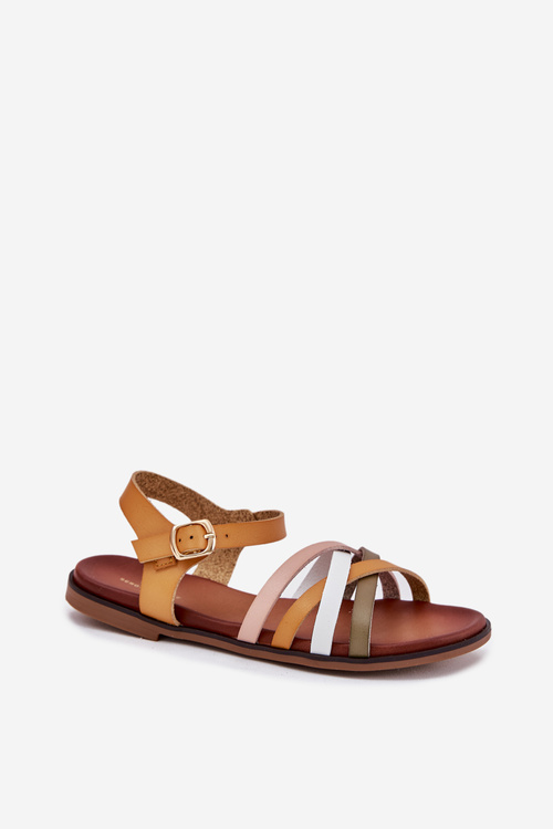 Жіночі сандалі з переплетеними ремінцями SK090H жовті Sergio Leone