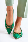 Жіночі шкіряні балетки на шпиці з декором Green Carlos