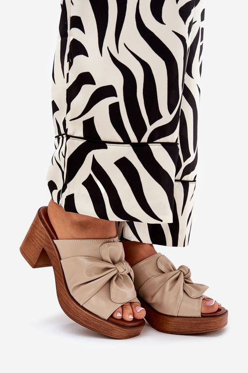 Жіночі Сандалі На Каблуку З Екокожі Бежеві Kikilla