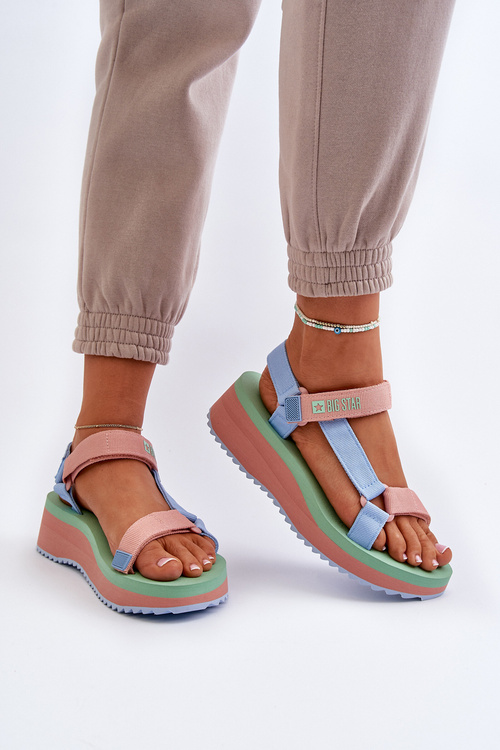 Жіночі босоніжки на платформі та танкетці Big Star NN274A055 Сині