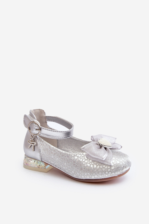 Дитячі балетки зі срібним бантом Nanthea