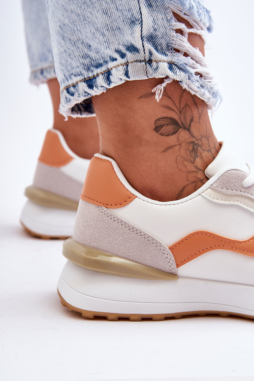 Жіночі шкіряні кросівки Somerio біло-помаранчеві