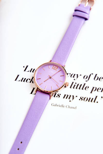 Годинник на шкіряному ремінці без нікелю ERNEST Темно-фіолетовий