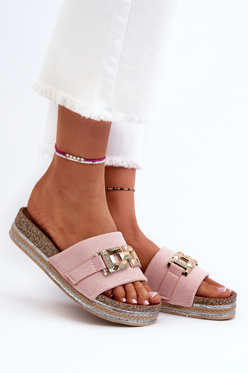 Жіночі тапочки на платформі з рожевим орнаментом Vapireta