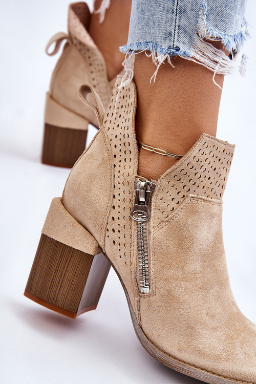 Замшеві Чоботи на масивних підборах Світло-бежевий Camden