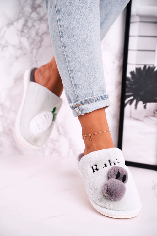 Жіночі пухнасті тапочки з кроликом і морквою світло-зелені Follow Me