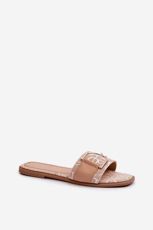 Блискучі жіночі шльопанці з прикрасами бежеві Taleci