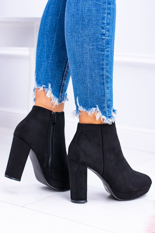 Чорні черевики Emoretto з нубуку на шпильці