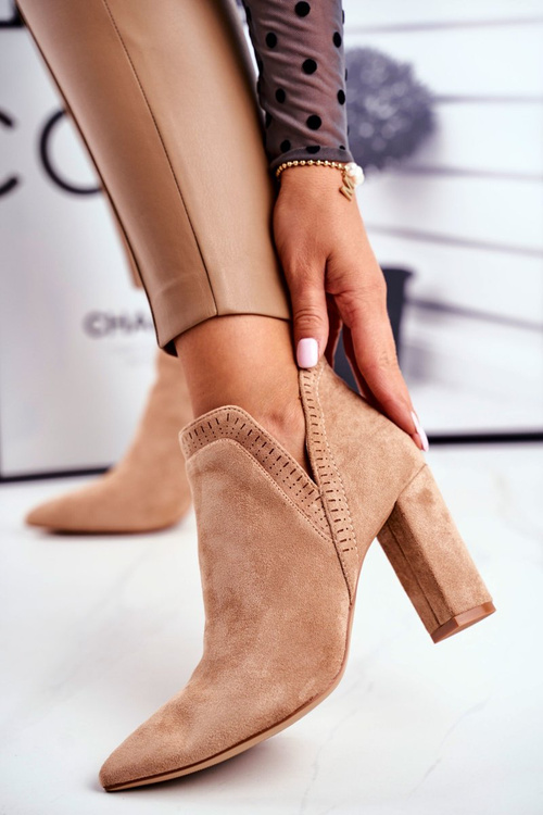 Жіночі черевики на високому каблуці кольору хакі