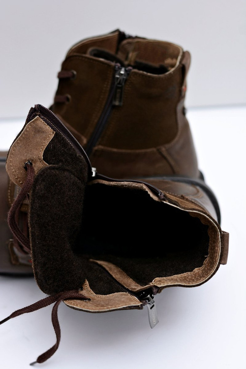 Чоловічі шкіряні утеплені на блискавці коричневі KOMODO 871