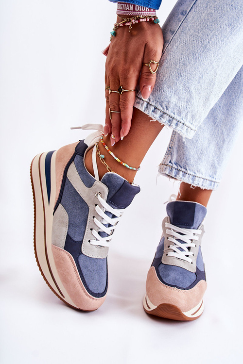 Жіночі замшеві спортивні туфлі синьо-сірі Elisse