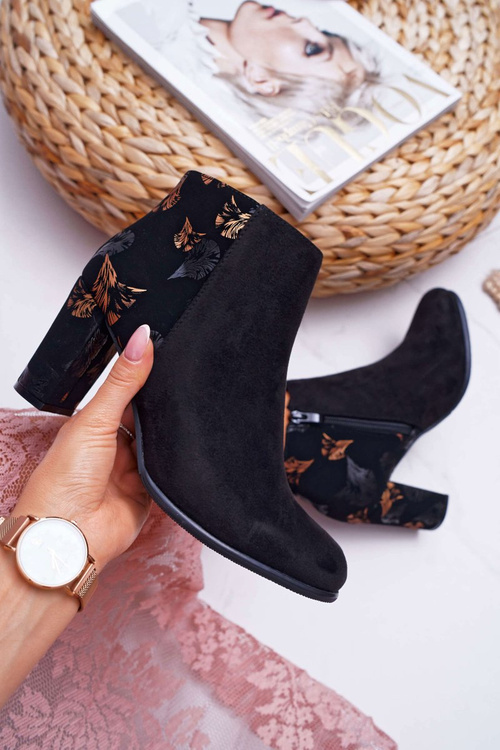 Жіночі чоботи на шпильці Sergio Leone у золоті квіти Folk Black Eros2