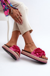 Жіночі босоніжки на платформі, прикрашені квітами фуксії Nodina