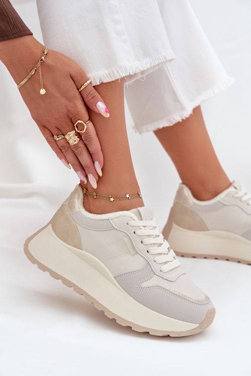 Утеплені жіночі кросівки на платформі Big Star SS274008 HI-POLY SYSTEM світло-бежеві