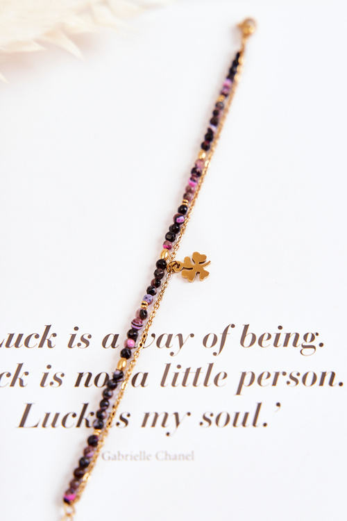 Жіночий браслет з бісером чорно-золотий