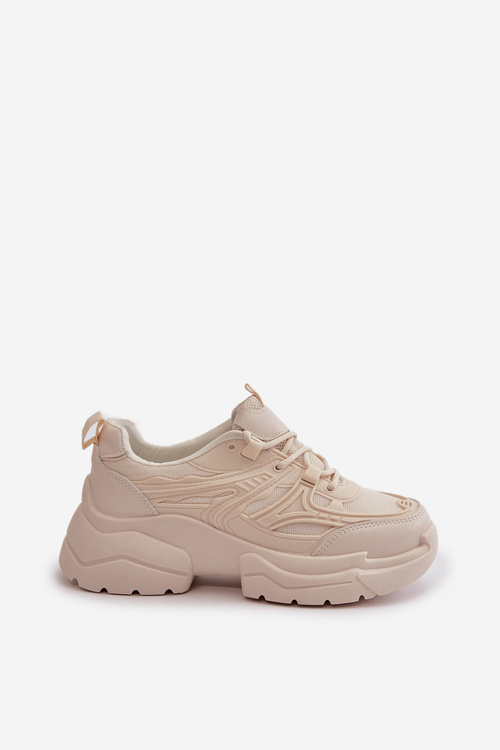 Жіночі спортивні кросівки на масивній підошві світло-бежевого кольору Lerista