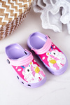 Дитячі поролонові тапочки з єдинорогом фіолетового кольору