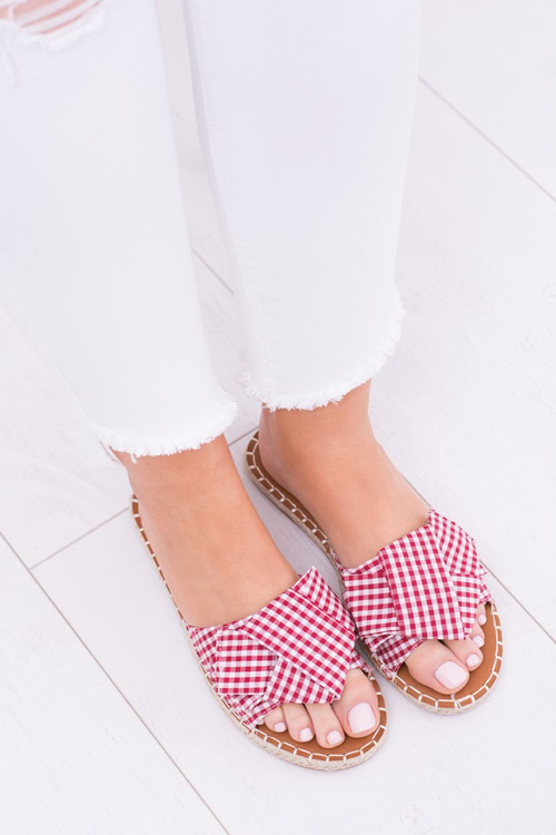 Жіночі шльопанці з бантами Pin-up Girl Red