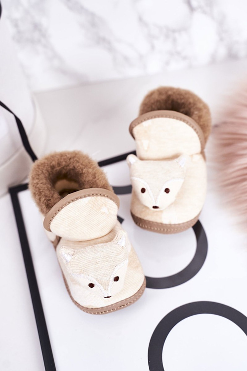 Дитячі домашні тапочки на резинці з лисицею жовтого лева