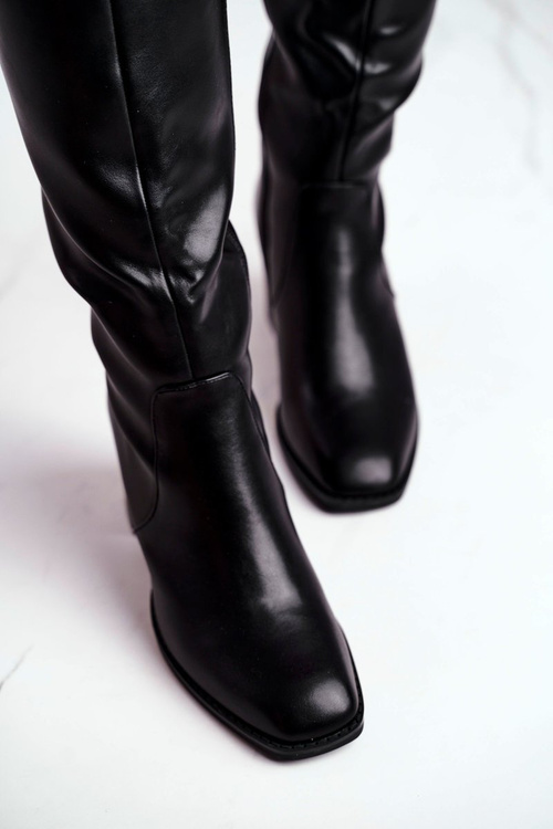 Чоботи жіночі високі теплі чорні Вероніка