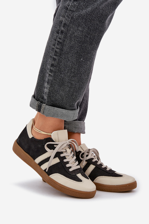 Zazoo N1068 Шкіряні Низькі Кросівки Для Жінок Чорні