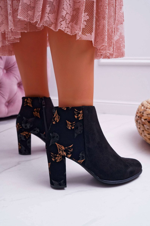 Жіночі чоботи на шпильці Sergio Leone у золоті квіти Folk Black Eros2