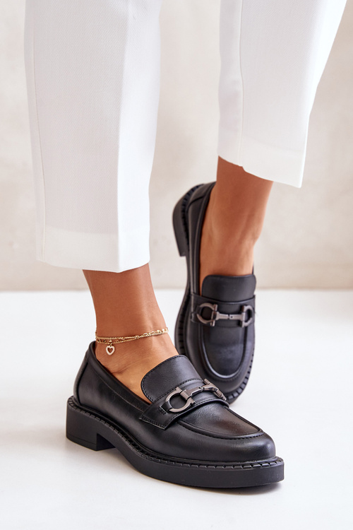 Жіночі шкіряні лофери Black Beanika