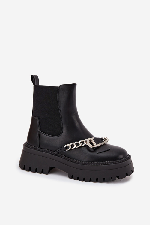 Жіночі Чоботи На Платформі З Ланцюгом Чорні Marvella