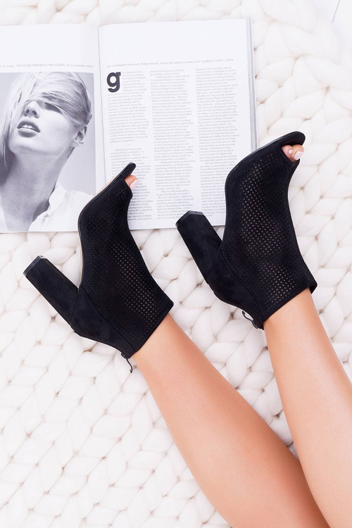 Жіночі чоботи на шпильці замшеві чорні Jessin