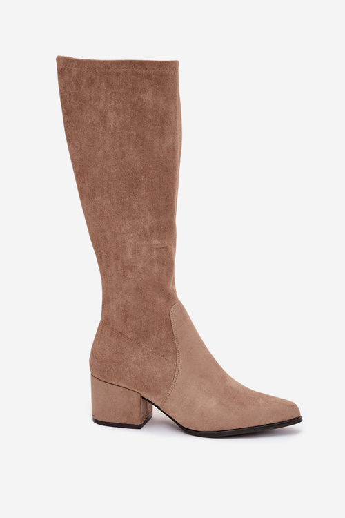 Жіночі чоботи на низькому каблуку з еко замші Sergio Leone KZ212 бежеві