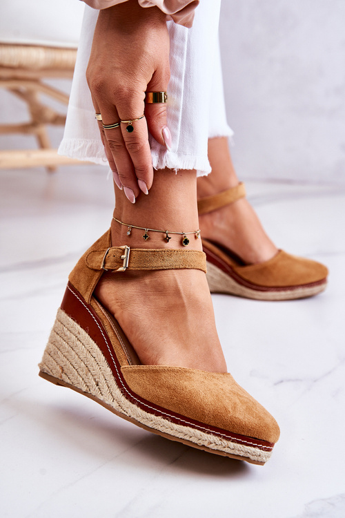 Жіночі еспадрільї на танкетці коричневого кольору