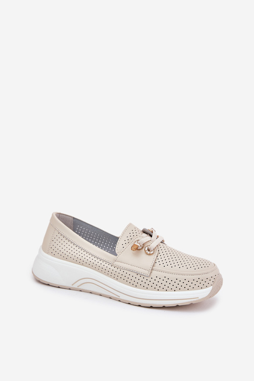 Шкіряні Полуботи З Природної Шкіри На Платформі Artiker 56C2102 Бежеві