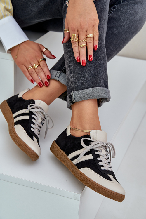 Zazoo N1068 Шкіряні Низькі Кросівки Для Жінок Чорні