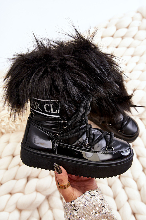 Теплі снігові черевики на шнурівці чорні Colioris