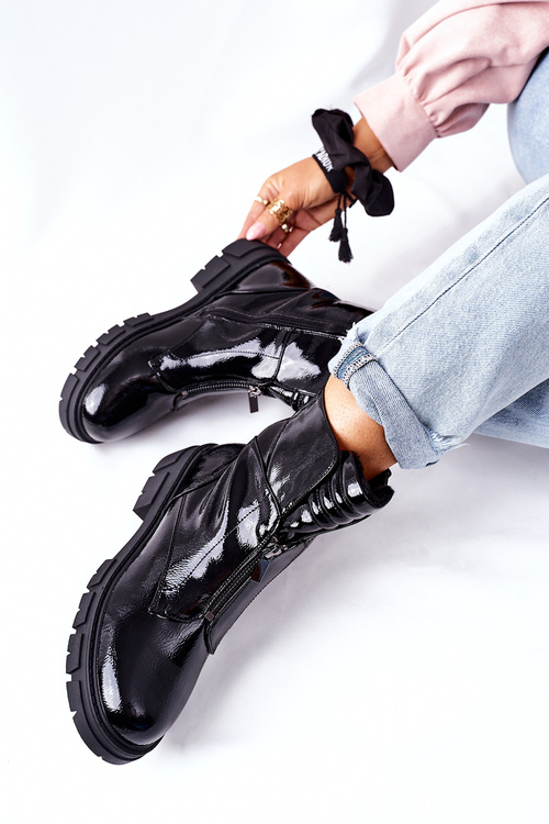 Жіночі черевики на плоскій підошві чорні Nobleford