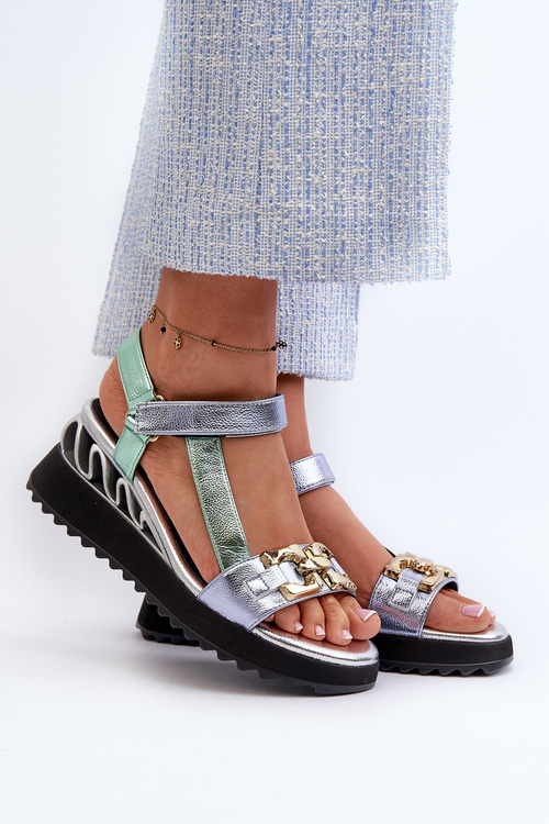 Жіночі босоніжки на танкетці D&A CR954 Зелені