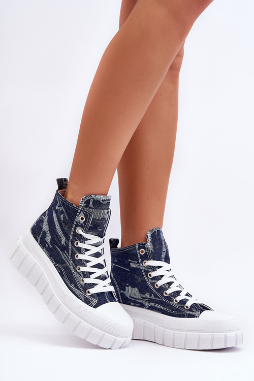 Жіночі високі кросівки темно-синього кольору Degas