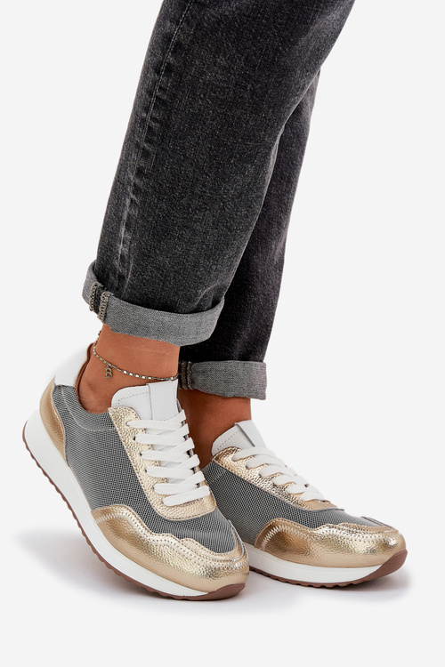 Шкіряне Спортивне Взуття Sneakers Жіноче D&A LR51-847 Золоті