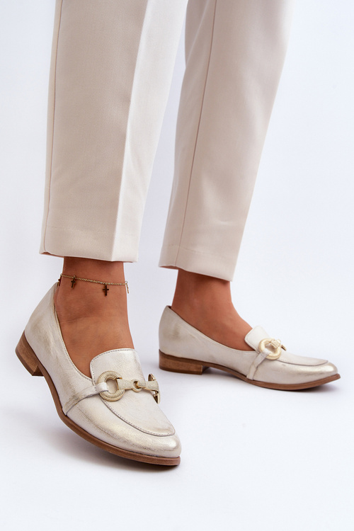 Жіночі шкіряні мокасини із золотим орнаментом Zazoo 2880