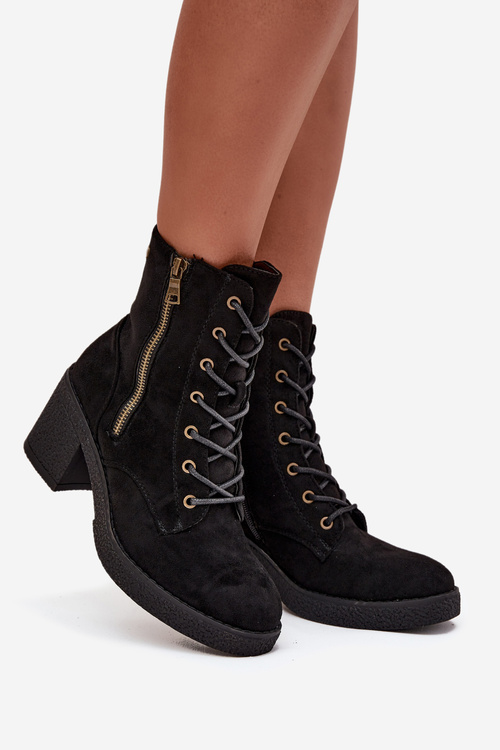 Ізольовані жіночі черевики з шнурками та блискавками Чорні Paressa