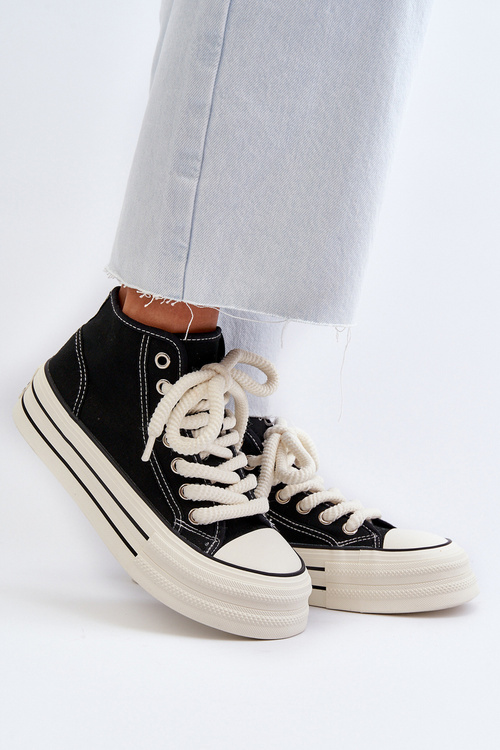 Жіночі кросівки на платформі чорні Aineri